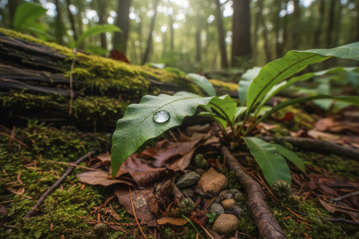 drop of water in the forest